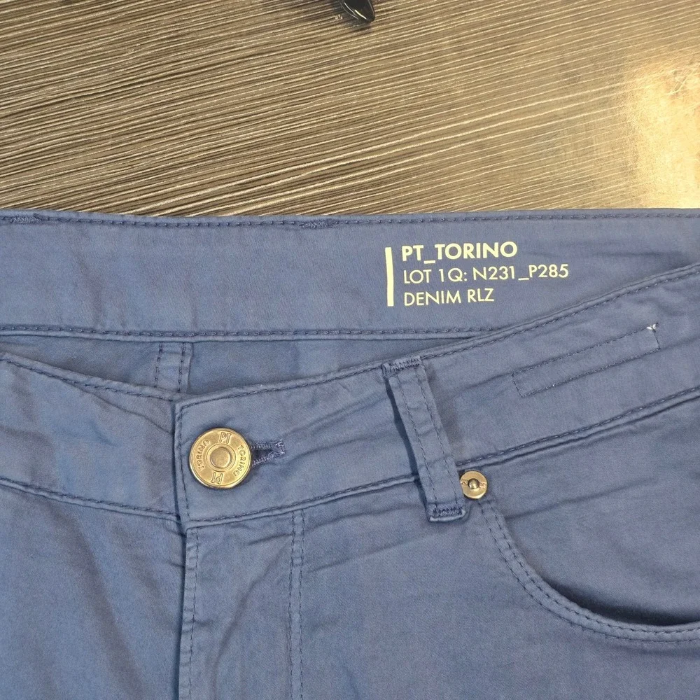 PT Torino Jazz Mens‎ 32 Blue Cotton Silk Stretch Denim Trousers Pants Italy